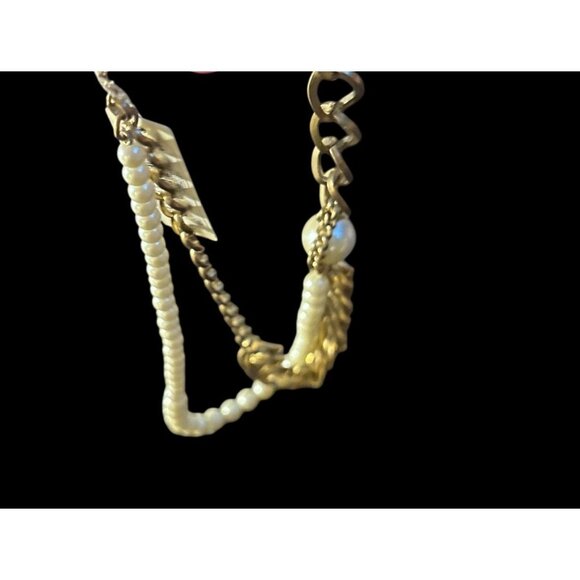 Kenneth Cole Gold-Tone Chain & Faux Pearl Layered Necklace With Lobster Clasp - Picture 12 of 15